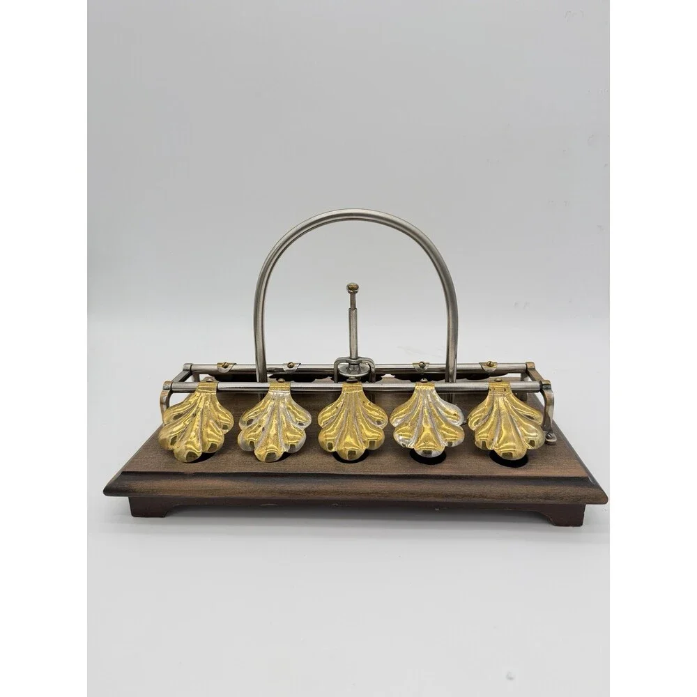 Antique English egg boiling rack & breakfast server Ginkgo Leaf Spring Clips